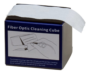 Cubo para limpieza de conectores de fibra óptica 