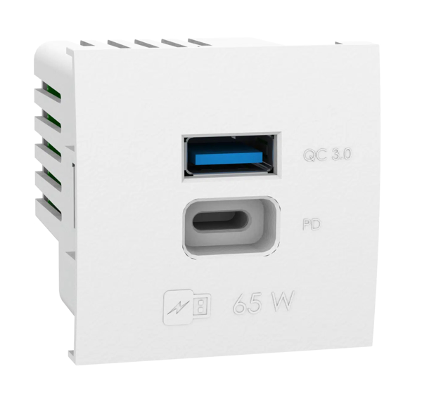 Módulo 45×45 cargador de 65 W con conectores USB A+C