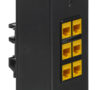 Caja de parcheo con seis conectores QuickPort para montaje en carril DIN