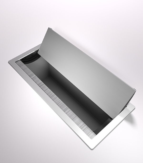 Pasacables rectangulares con tapa basculante de doble salida
